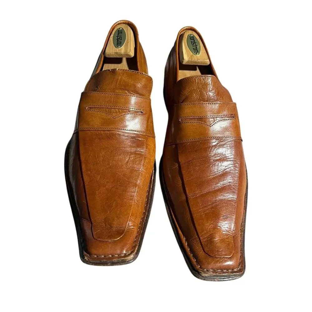 Antonio Fagnani Shoes Brown Leather Loafers Formal Dress EU44/US11 Made in Italy
